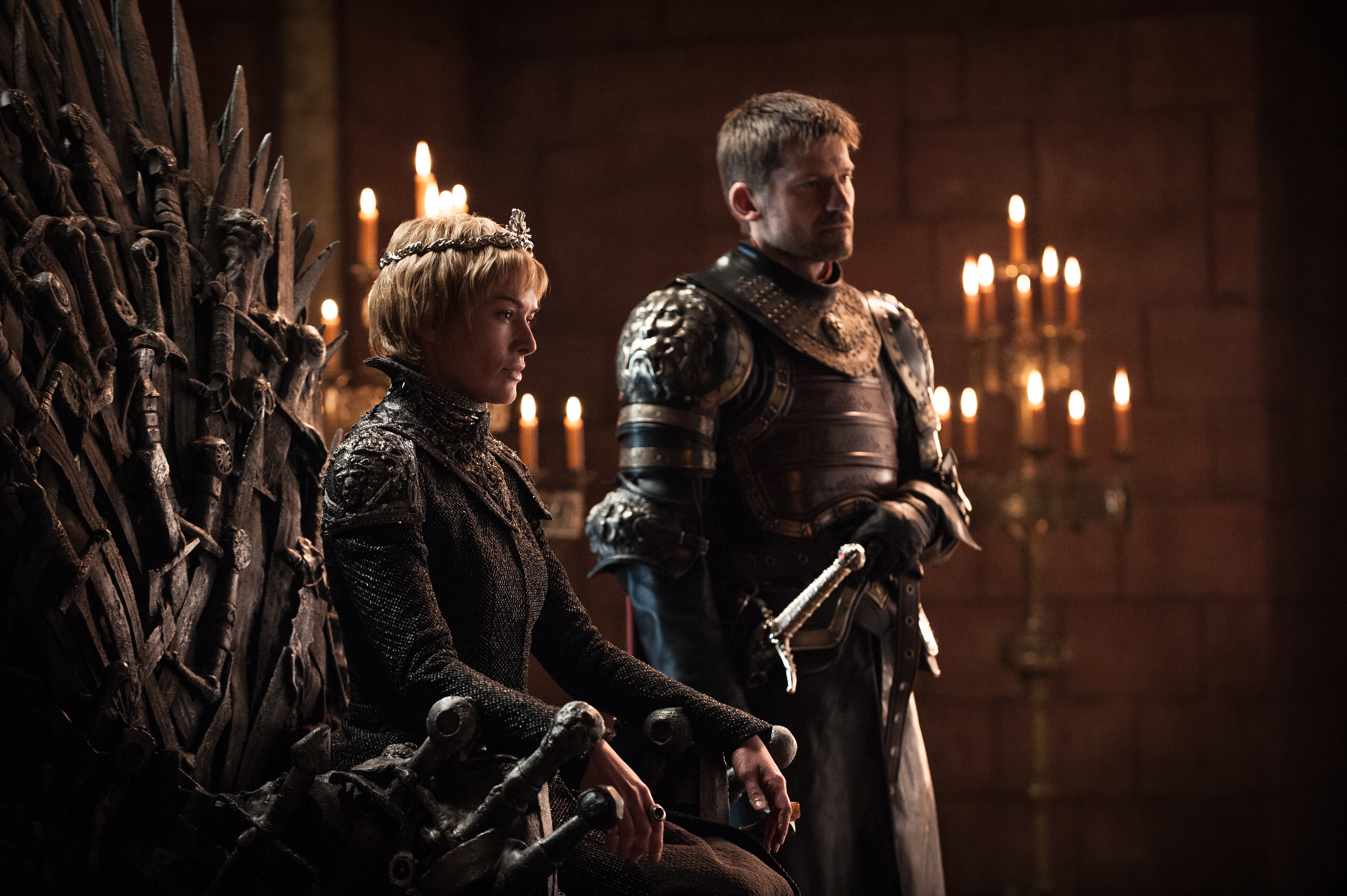 Lena Headey as Cersei Lannister and Nikolaj Coster-Waldau as Jaime Lannister. Credit - Helen Sloan_HBO