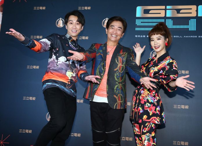 陳漢典（左起）、吳宗憲與Lulu一起主持《綜藝大熱門》。（粘耿豪攝）