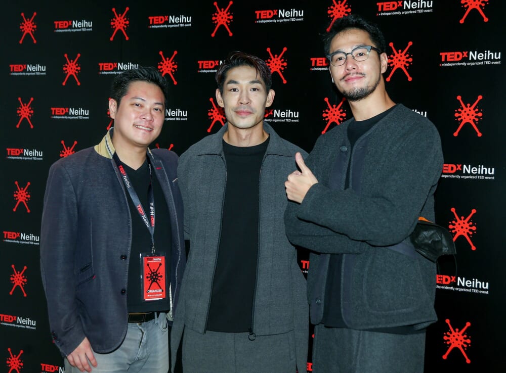 陳紹誠（左起）、藍鈞天、丁春誠昨現身2020 TED x Neihu年會。（粘耿豪攝）