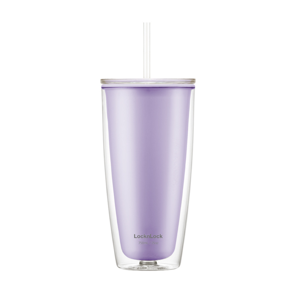 POYA寶雅推樂扣樂扣簡約雙層輕量大容量750ml香芋紫色吸管杯，即日起至8月30日售價339元。（POYA提供）