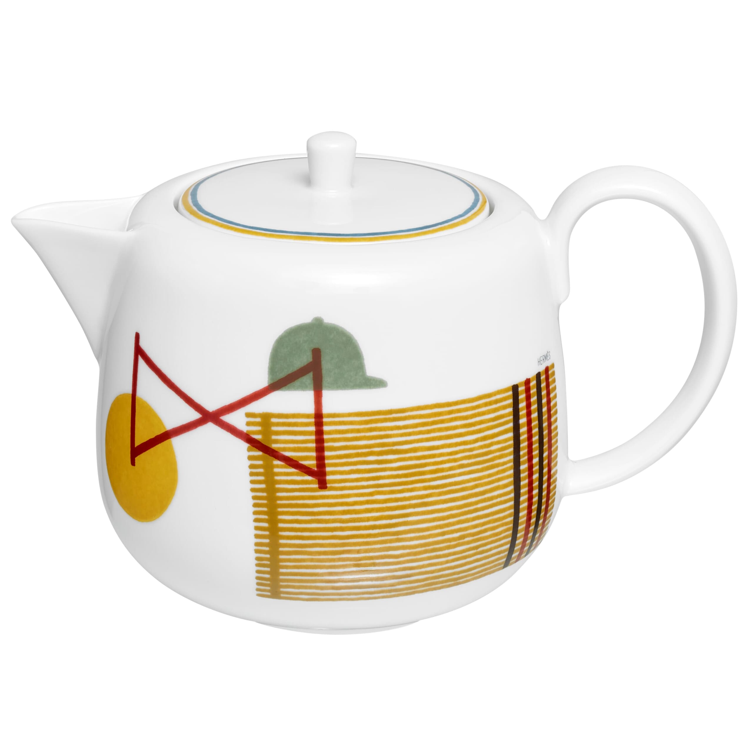 愛馬仕 Saut Hermes跳躍的愛馬仕餐瓷系列茶壺6杯裝，附濾茶器，2萬2330元。（愛馬仕提供／古明弘台北傳真）