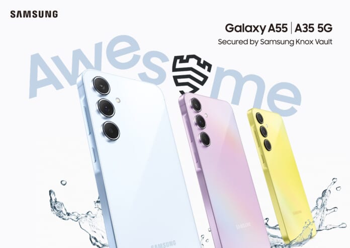 三星宣布在台推出Galaxy A55 5G與Galaxy A35 5G手機。（三星提供／古明弘北傳真）