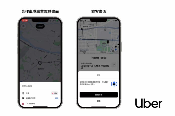 Uber 宣布全新行程錄音功能將於3月27日上線，保障駕駛和乘客的安全與權益。（Uber提供／古明弘台北傳真）